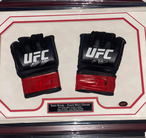 Sean Brady Autographed & Framed Fight Worn Gloves